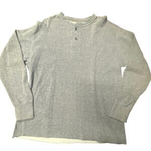 L.L. Bean Men’s Wool Blend Henley Shirt Thermal Cotton Lined Size Large